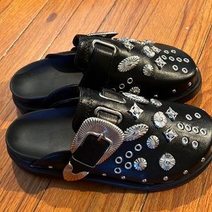 Clogs ~ Black leather with studs